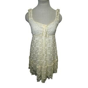 Riot Los Angeles Cream Floral Lace Mini Dress – Size M